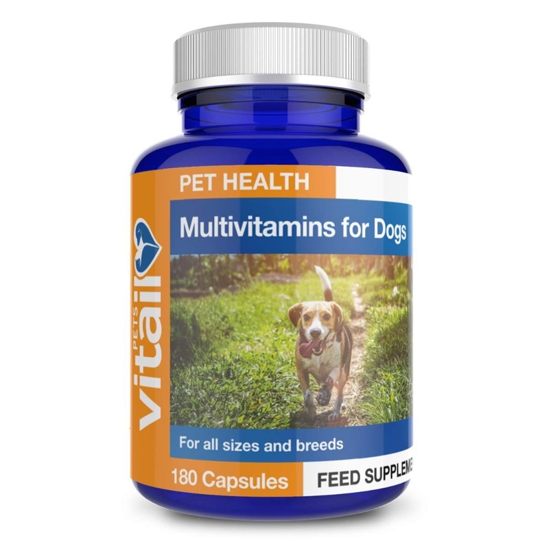 Multivitamin for Dogs, 180 ‘Split and Pour’ Capsules. Pet Multi Vitamin Providing 16 Essential Vitamins and Minerals.