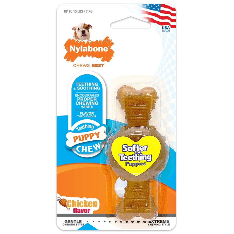 Nylabone Puppy Chew Ring Bones for X-Small, Small & Medium Breeds – Made with Bold Flavor Chicken X-Small/Petite (1 Count)