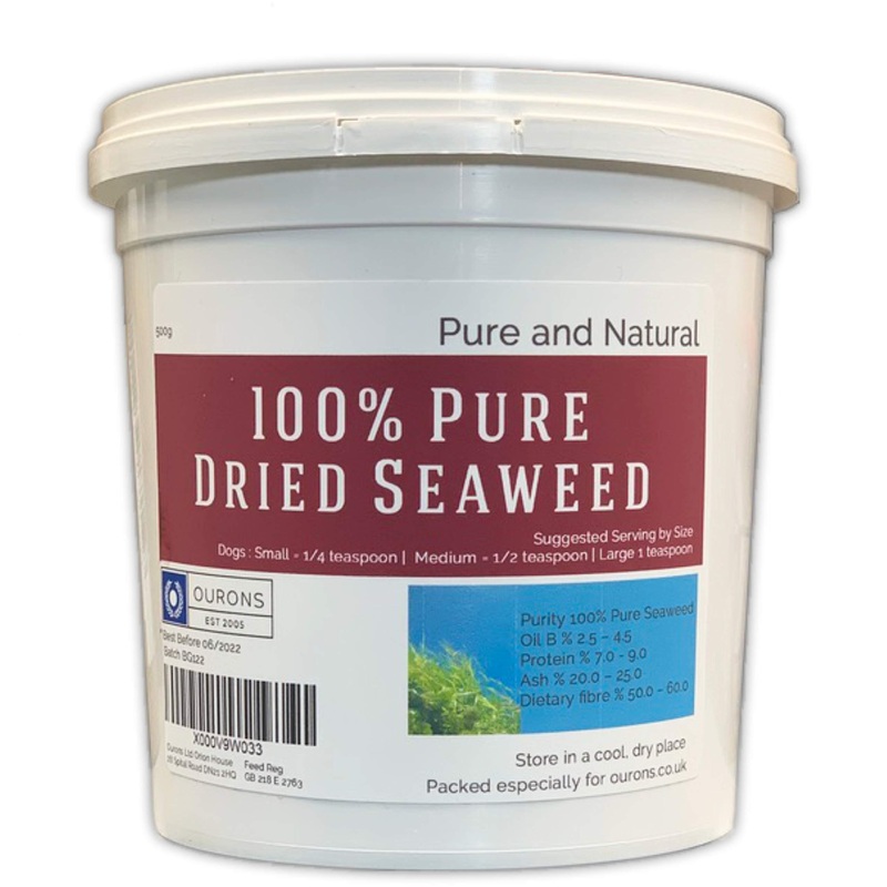 Ourons Seaweed For Dogs 500g Tub of Dried Kelp