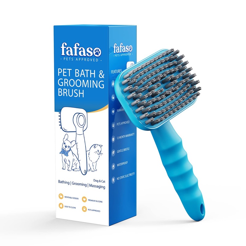 Pet Grooming Brush for Dogs and Cats, Versatile Bathing and Massaging Brush for Short and Long Hair Pets (Sky Blue) Sky Blue