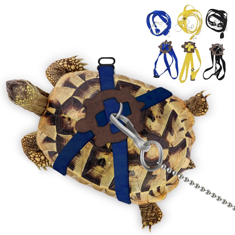Pet Tortoise Turtle Leather Harness Small Pet Turtle Leash and Harness Pet Tortoise Leash Suitable for Tortoise Supplies Adjustable Control Leash (S,Blue) Blue S