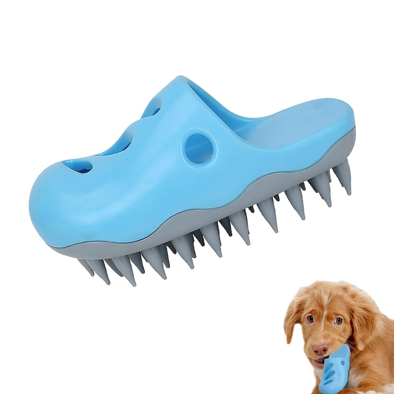 Silicone Dog Bath Brush – Compact Slipper-Shaped Dog Washing Brush with Soft Bristles, Perfect for Bathing and Playtime  Dog Shampoo Brush (Blue) Blue