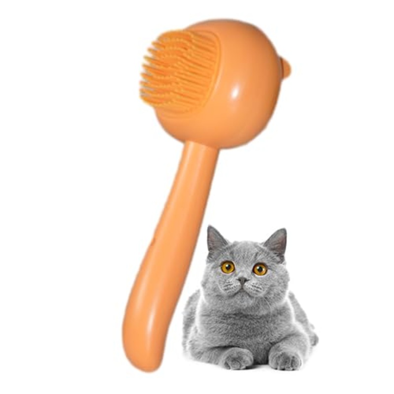 Soft Dog Bath Brush with Shampoo Dispenser, Hair Brush for Bathing and Shedding, Deep Cleaning Dog Bath Scrubber Supplies for Short Long Haired Dogs and Cats Orange