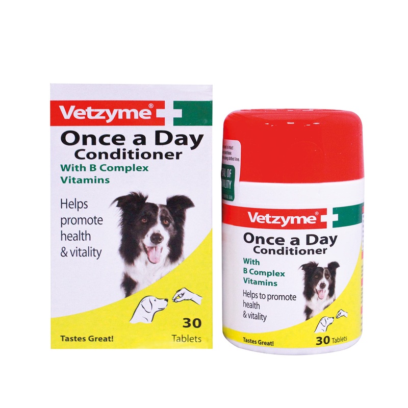 Vetzyme | Once A Day Conditioning Tablets for Dogs, with B Complex Vitamins | Helps Promote Health & Vitality (30 Tablets)