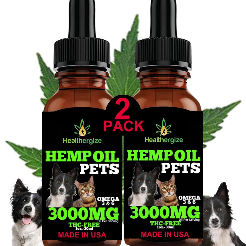 2Pack Organic Hemp Oil for Dogs and Cats-Premium, Calming, Hip, Joint, Separation, Inflammation, Skin, Fur, Health-Made in USA 2 PACK HEMP OIL