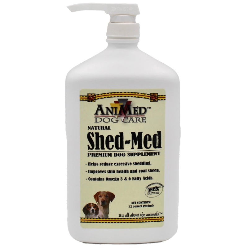 AniMed Shed-Med Premium Dog Supplement – Natural Ingredients for Reduced Shedding and Improved Skin and Coat Health, Skin and Coat Supplement for Dogs 32 oz