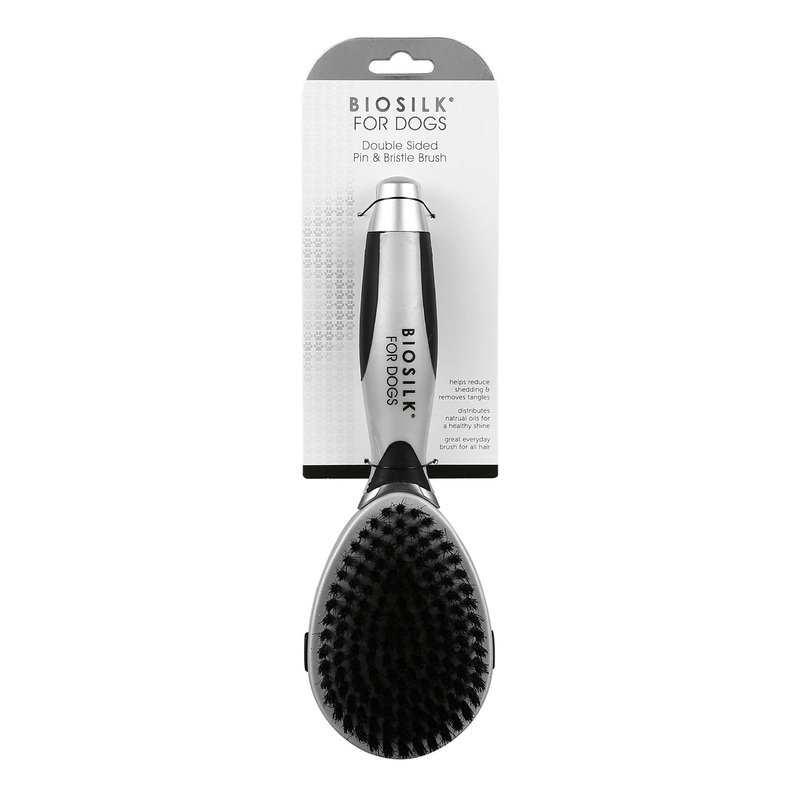 BioSilk for Dogs Double Sided Pin and Bristle Brush -New & Improved 2020, white