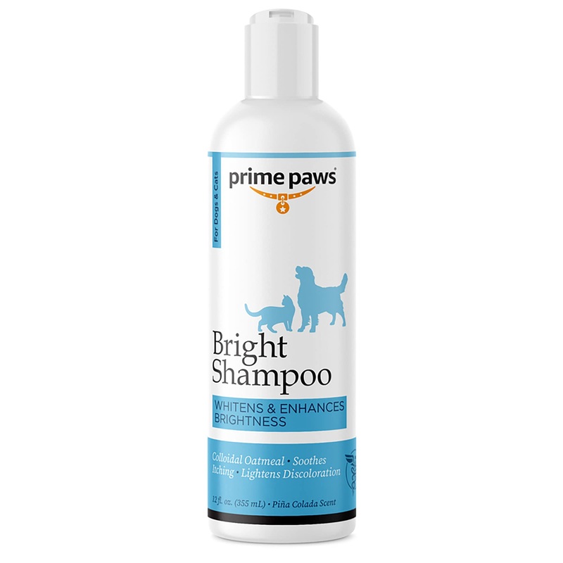 Bright Shampoo for Dogs & Cats – Oatmeal Dog Shampoo Helps Brighten Light or White Fur – Whitening Cat Shampoo Soothes Itching – Pina Colada Scent – 12 oz