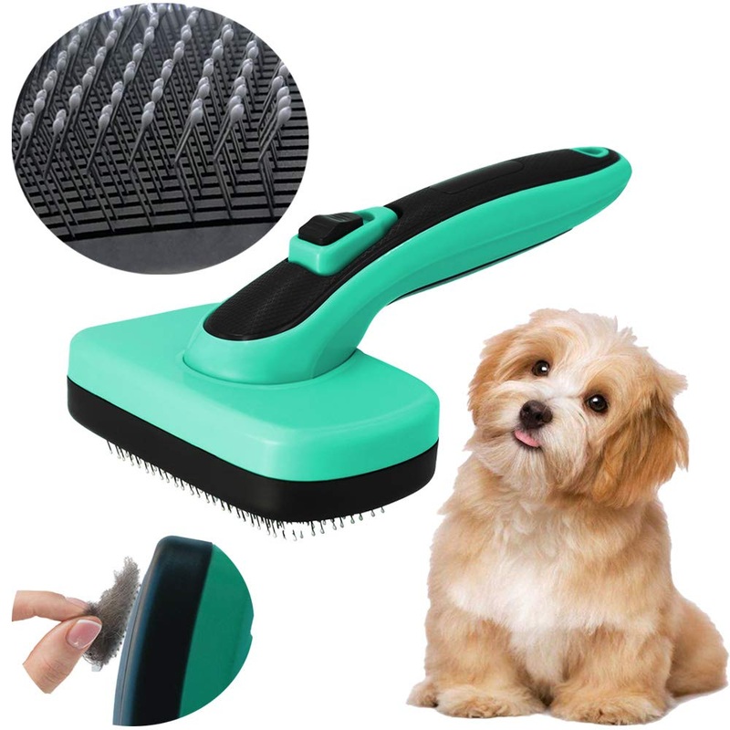 Briller Dog Brush, Cat Brush, Self Cleaning Slicker Brush, Removes Loose Hair and Dead Fur, Eliminates Tangles, Pet Grooming Brush,Suitable for Medium and Long Haired Dogs Cats Black