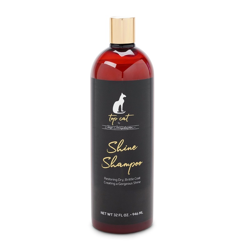 Chris Christensen Top Cat Shine Shampoo for Cats, Groom Like a Professional, Restores Dry & Brittle Coat, Creates a Gorgeous Shine, Made in USA, 16 oz 16.0 Ounces