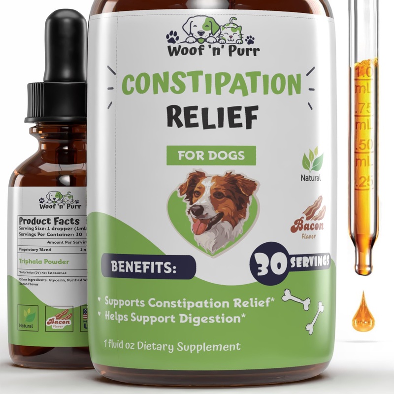 Constipation Relief for Dogs – Dog Constipation Relief – Dog Constipation – Dog Laxative for Constipation – Dog Laxative – Laxative for Dogs – Dog Laxative for Blockage – 1 fl oz – Bacon Flavor