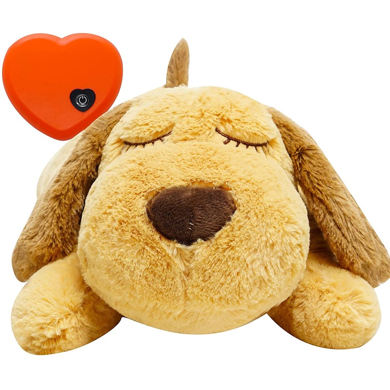 HonourHope Dog Heartbeat Toy (Dog Yellow, Medium) – Plush Pet Calming Toy with Simulated Heartbeat and Heat for Anxiety Relief, Behavioral Training Aid for Puppy Dog Cat HeartbeatToy-Dog Yellow