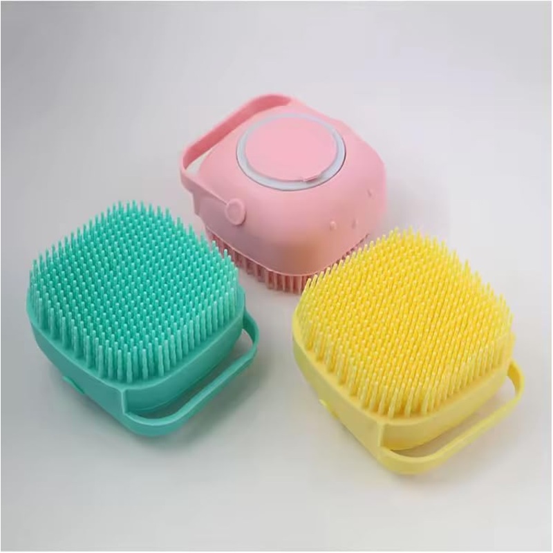 PET BATH BRUSH – Silicone Pet Grooming Bath Massage Brush with Soap and Shampoo Dispenser, Soft Silicone Bristle for Long Short Haired Dogs Cats, Shower Bath (MINT) Mint
