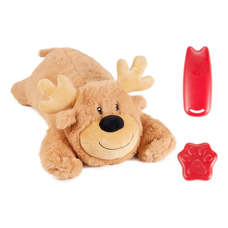 Puppy Behavioral Training Aid Toy for Anxiety Relief, Heartbeat Dog Toy with Remote Timing for Dogs Cats, Newborn Puppies Sleep Aid Separation Anxiety elk remote control