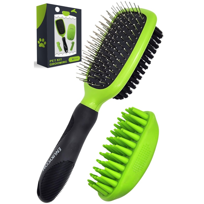 Rubber Cat & Dog Bath Brush for Grooming | Double-Sided Pet Dog Cat Brush for Detangling, Deshedding & Small Mat Removal | Massage & Skin Care Brush for Dogs & Cats | Pet Detangler Brush
