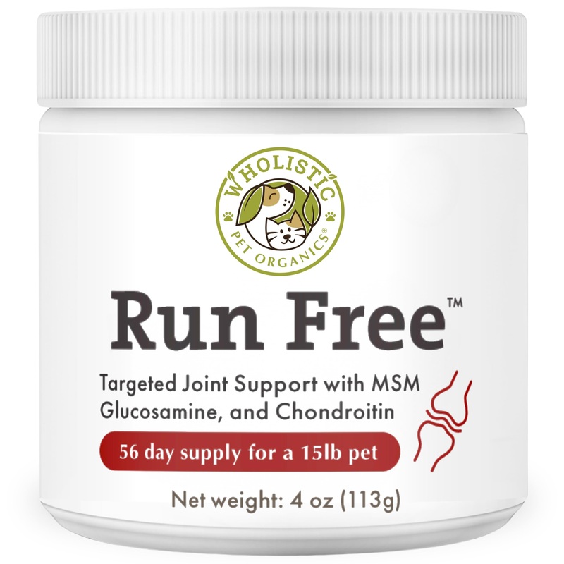 Wholistic Pet Organics Run Free – 4 Oz – Dog Joint Supplement for Senior Dogs, Glucosamine Chondroitin MSM, Dog Vitamins, Cat Joint Pain Relief