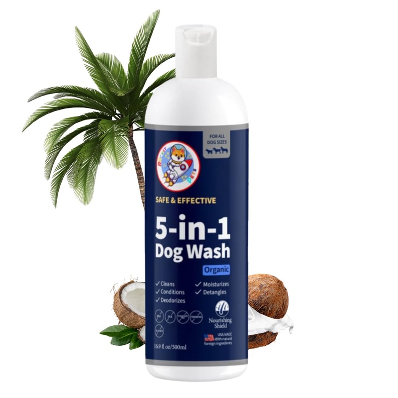 5-in-1 Dog Shampoo and Conditioner – Soothing Allergies, Relieving Dry & Itchy Skin, Moisturizing Sensitivity – Sulfate-Free, Plant-Based, All Natural Formula – 16 Fl Oz