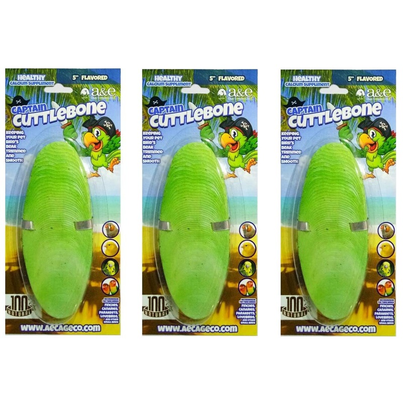 A&E Cage Company 3 Pack of Flavored Captain Cuttlebones, 5 Inch, for Finches, Canaries, Parakeets, and Lovebirds
