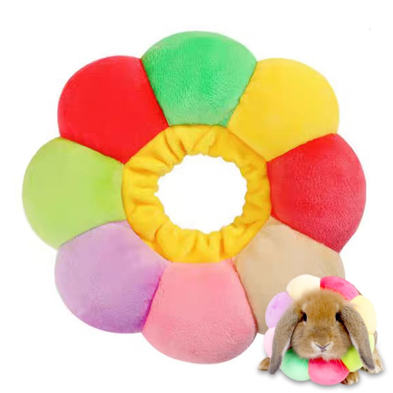Adjustable Rabbit Cone, E-Collar for Kittens Puppies After Surgery Wound Care, Small Pet Soft Elizabeth Medical Cone Colorful Flower Shaped,(XS) XS