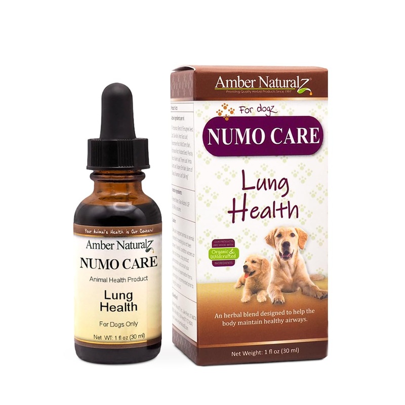 Amber NaturalZ Numo Care Lung Health Herbal Supplement for Dogs | Canine Herbal Supplement for Bronchial Support and Respiratory Lung Health | 1 Fluid Ounce Glass Bottle | Manufactured in The USA 1 Ounce (Pack of 1)