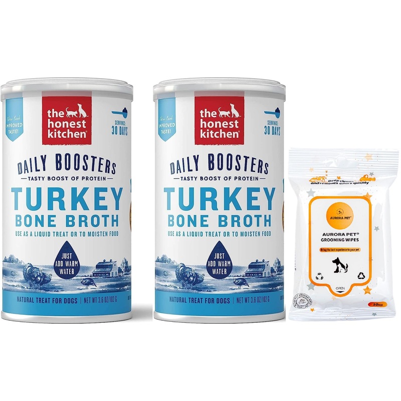 Aurora Pet Bundle Pack (2) Daily Boosters Instant Bone Broth with Turmeric Plus AuroraPet Wipes