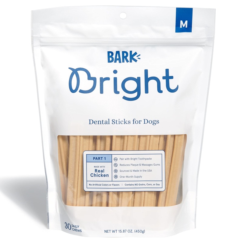 BARK Bright Dental Sticks for Medium Dogs Chews, 15.87 oz., Count of 30 30 Count (Pack of 1)
