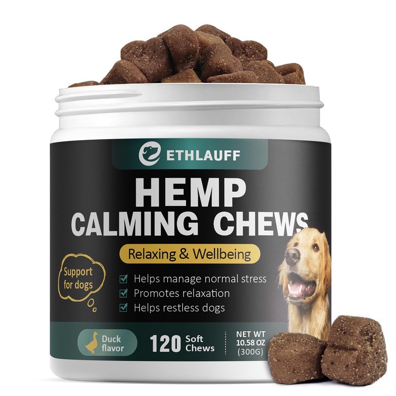 Calming Chews for Dogs 120 Count,Dog Calming Treats,Anxiety Relief Treats,Dog Anxiety Relief,Helps with Dog Anxiety,Separation,Barking,Stress Relief,Sleep Calming Aid,for All Breeds & Sizes