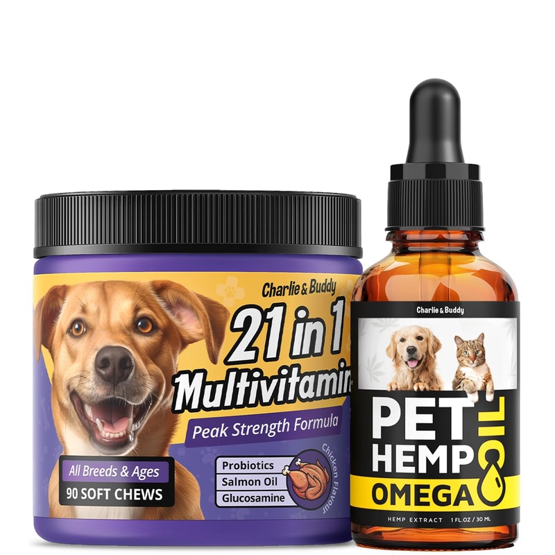Charlie&Buddy Hemp Oil for Dogs – Dog Multivitamin 21 in 1
