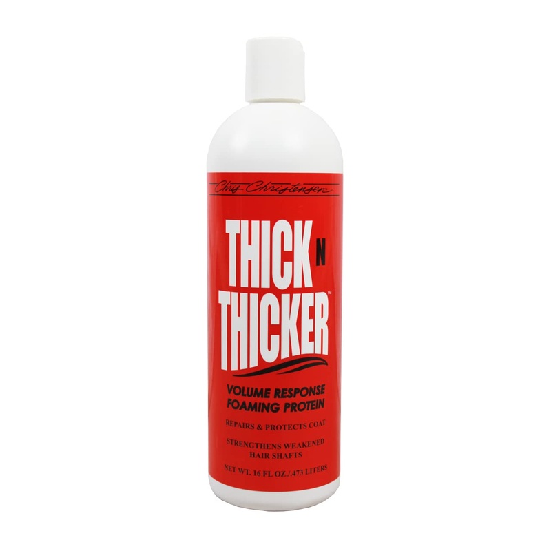 Chris Christensen Thick N Thicker Response Foaming Protein Dog Conditioner, Locks in Thickness & Adds 400x The Volume, Pro-Vitamin Formula, All Coat Types, Made in USA, 16 oz