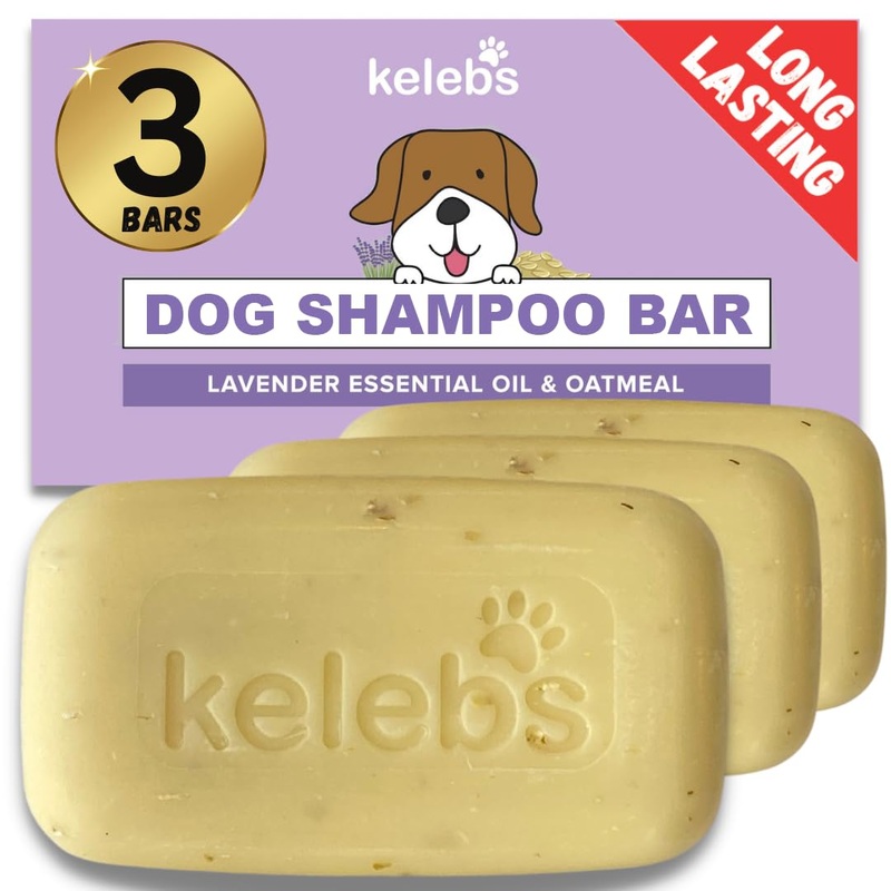 Dog Shampoo | Allergies and itching | Dog Shampoo for Sensitive Skin | All Natural Dog Soap Bar with Lavender Oil & Oatmeal | No Plastic Vegan | 3PCS 3