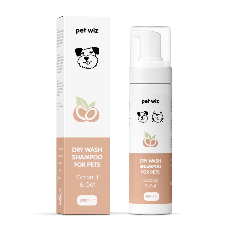 Dry Wash Shampoo for Pets  Soothing & Deodorizing, Natural Ingredients, Quick Drying & No Rinsing Required (Coconut & Oat) Coconut & Oat