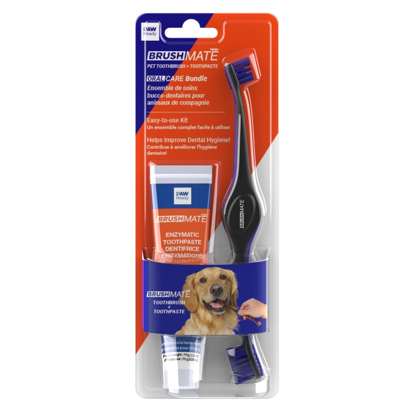 from Doggy Breath to Doggy Fresh Dog Dental Care Kit Includes Enzymatic Toothpaste for Dogs Plus BrushMate Dual Brush Head Toothbrush with Angled Bristles
