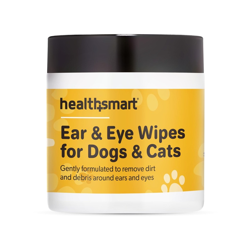 HealthSmart Ear & Eye Wipes for Dogs & Cats, Puppy & Kitty Essentials, Gently Formulated, Removes Debris Around Ears & Eyes, 100 Count, Travel Size 100 Count (Pack of 1)