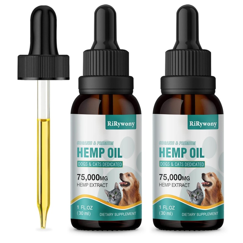 Hemp Oil for Dogs and Cats 2 Packs – Arthritis Sizures Rlief Anxiety,Pain,Stress – Organic Pet Calming Drops Dog Relaxants – Skin i Jint Halth – Made in USA