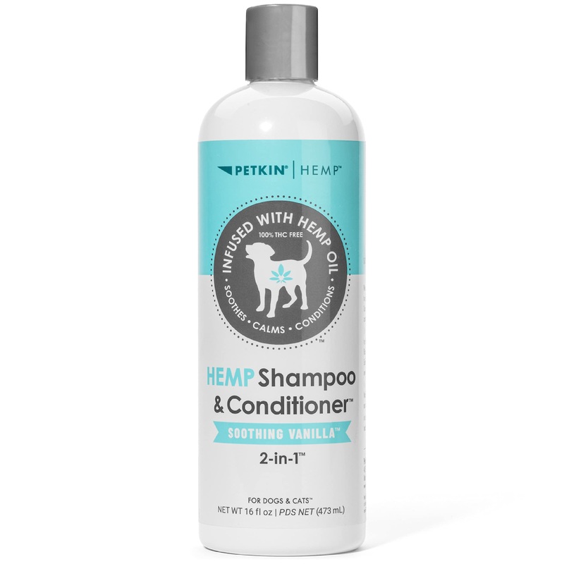Petkin Hemp Shampoo & Conditioner for Dogs and Cats  with Hemp Oil & Soothing Vanilla Extract, 16 fl oz  Soothes, Calms & Conditions, Keeps Pet Smelling Great  for Home and Travel