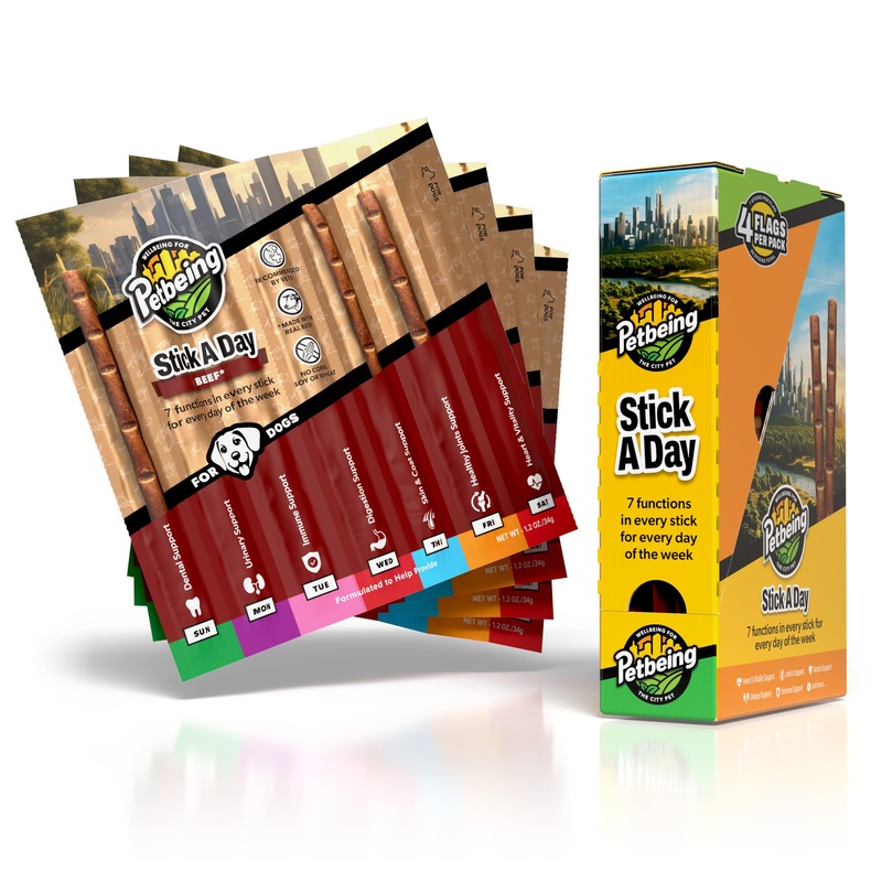 Stick a Day | Specially Formulated 7-in-1 Functions Daily Real Meat Supplement for Dogs | Dog Chew Stick & Pet Vitamins Supplements Combination (7-Pack x 4, Beef) 1 Count (Pack of 28)