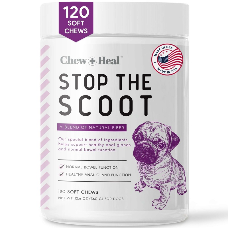 Stop The Scoot Fiber for Dogs – 120 Soft Chews with Pumpkin Powder for Healthy Anal Gland Function – Vet Recommended, Made in The USA 1 Pack (120 Count)