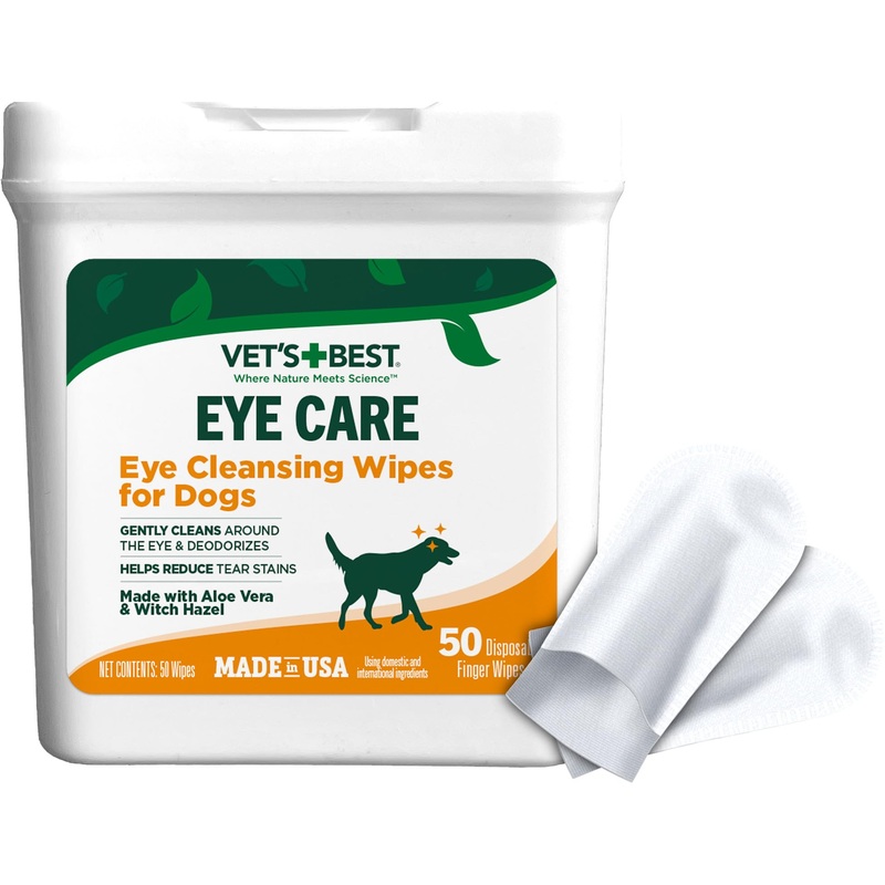 Vets Best Eye Cleansing Wipes for Dogs – Tear Stain Remover for Dogs – Easy to Use and Paraben Free – Aloe Vera & Witch Hazel – 50 Count