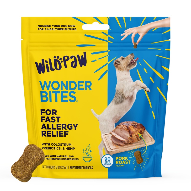 WonderBites for Fast Allergy Relief – Pet Supplement to Support Itchy Skin & Allergy Relief – Dog Skin & Coat Health Supplement – 90 Soft Chews