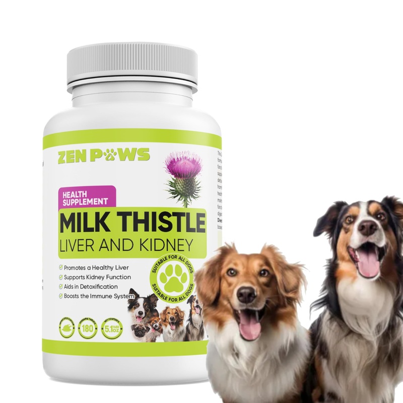 Zenpaws Milk Thistle for Dogs – 180 Chewable Tablets – Canine Liver and Kidney Support Supplement for Dogs – Detox for Dogs – Liver Supplement for Dogs, 800 mg