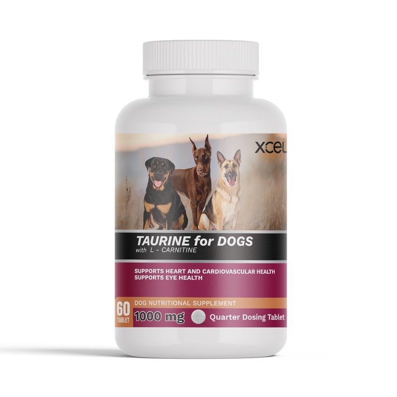 1000 mg Quarter Dosing Taurine Supplement with L Carnitine for Dogs, Supports Heart, Cardiovascular Health, Supports Eye Health