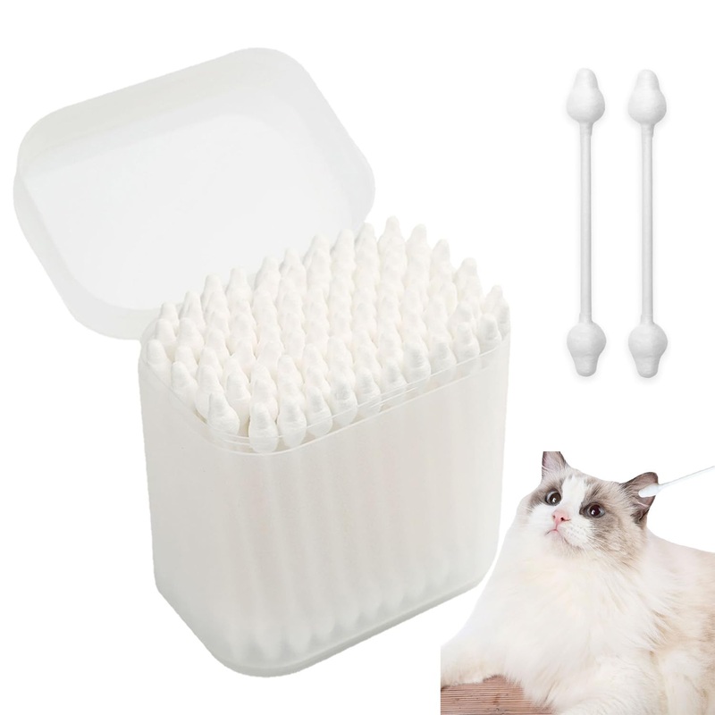 110 Pcs Dog Ear Cleaner Cotton Buds for Dogs Cat Ear Cleaner Tool Gourd Shaped Swabs Cotton Sticks for Pet’s Ear