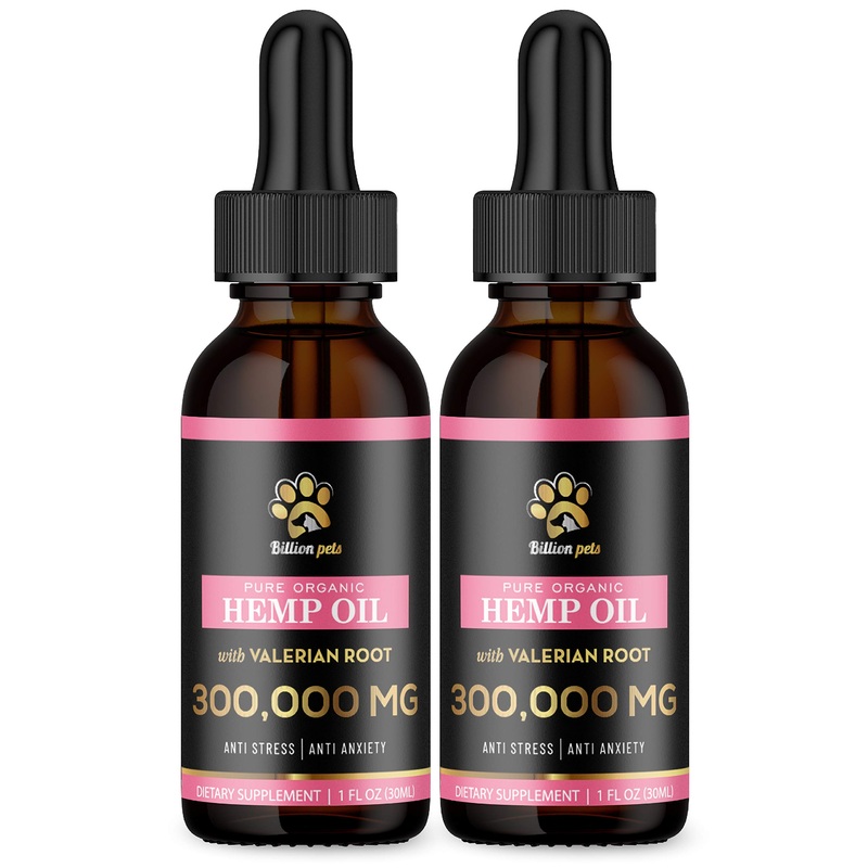 300,000mg – Hemp Oil for Dogs and Cats – Stress and Anxiety Relief – Organic Calming Drops – Pain and Inflammation (2 Pack) 2 Pack