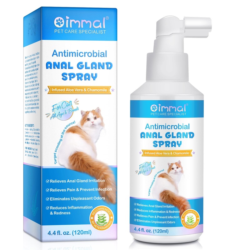 Anal Gland Spray for Cats, Cat Anal Gland Spray with Aloe Vera & Chamomile Eliminates Tough Odors, Supports Pain Relief & Soothes Itching – Pet Supplies Anal Gland Support Spray for Cats – 4.4 Fl Oz For Cat