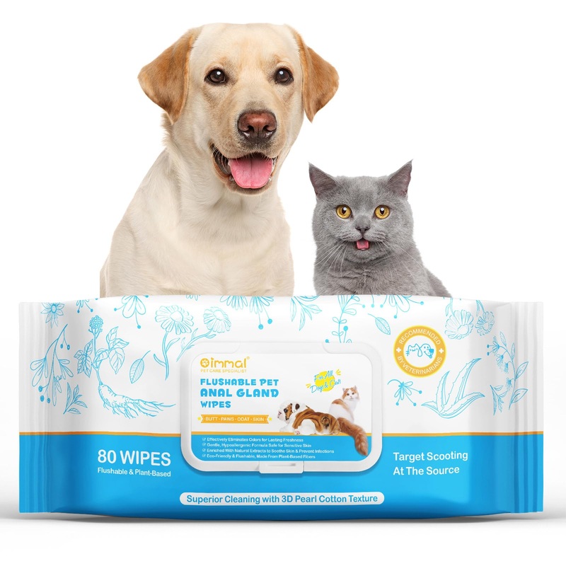 Anal Gland Wipes for Dogs, Dog Anal Gland Wipes with Aloe Vera & Vitamin E Helps Soothes Itching – Dog & Cats Supplies Grooming Wipes Anal Gland Support Wipes – 80P 80PC Anal Support Wipes
