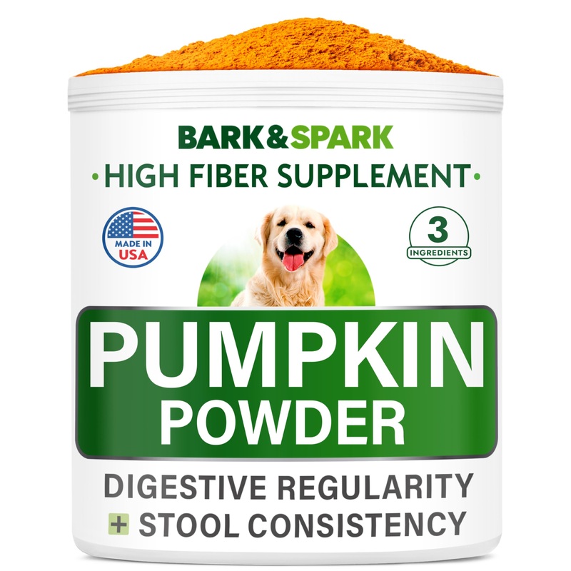 BARK&SPARK Pumpkin for Dogs – Pumpkin Fruit and Seed Powder – Powdered Fiber Supplement and Stool Softener – Improve Digestion – Made in USA – 8oz