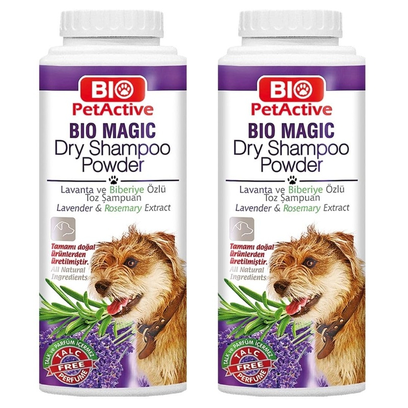 Bio Magic Dry Shampoo Powder with Lavender and Rosemary for Dogs | Cleansing and Moisturizing Perfume and Talc Free Suitable for Sensitive Skin – 5.29 oz- 2 pcs Set, White