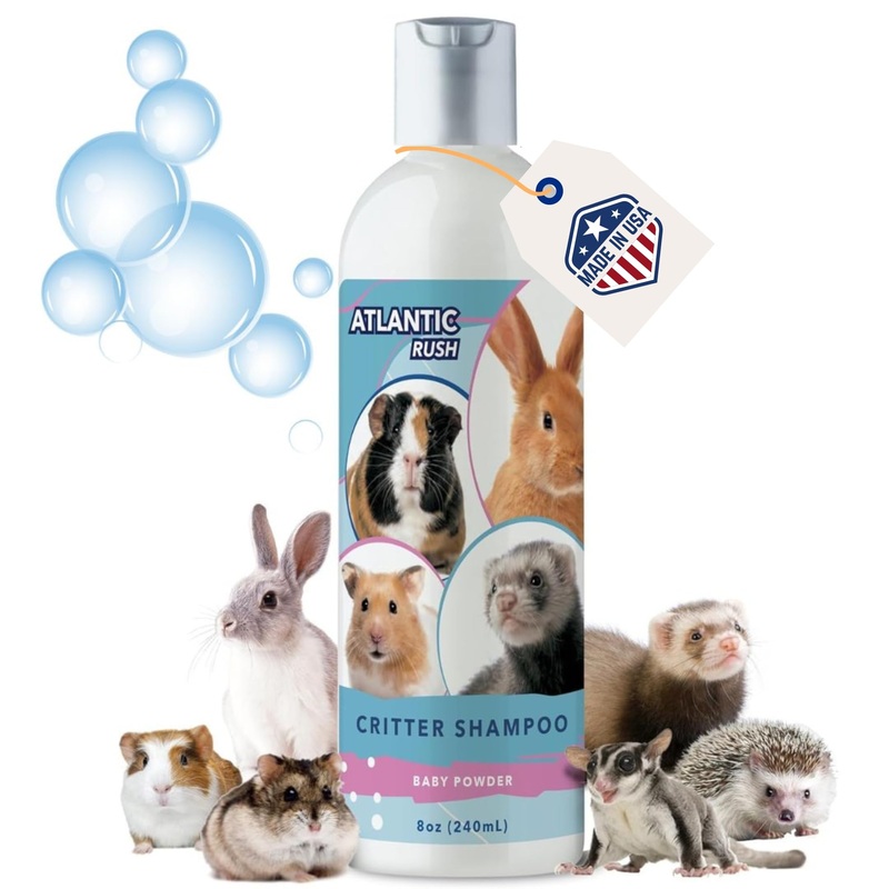 Critter Shampoo for Small Pets – 8oz Small Animal Baby Powder Scented Shampoo – Pet Shampoo for Small Critters Including Ferrets, Guinea Pigs, Rabbits, Hedgehogs, Hamsters & Sugar Gliders