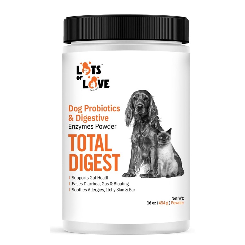Lots of Love Total Digest – 16 0z Digestive Enzymes and Dog Probiotics Supplement – Probiotics for Dogs & Cats, Dog Gut Health Support, Immunity Support & Gas Relief
