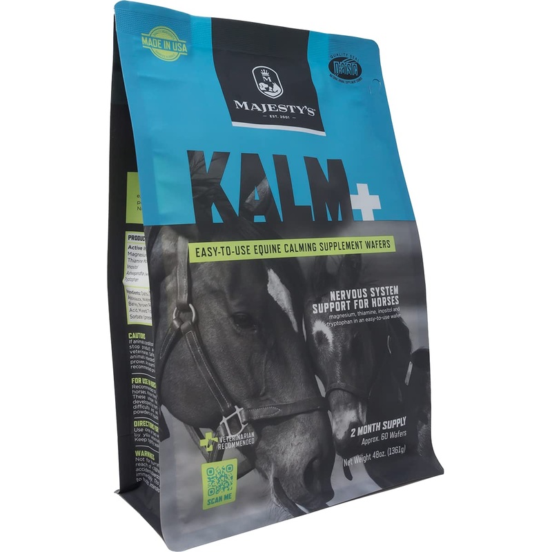 Majesty’s Kalm Wafers – Supports Horse / Equine Balanced Behavior and Normal Nervous System Function – Tryptophan, Vitamin B1, Winter Cherry, Inositol – 60 Count (2 Month Supply) 60 Day Supply